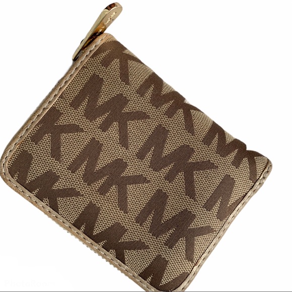 Michael Kors • Gold and Tan MK Wallet - Picture 3 of 16